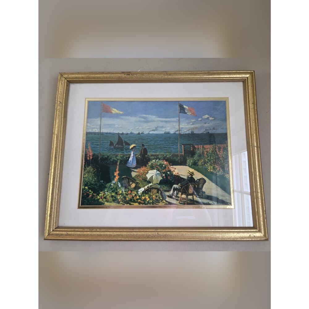 Claude Monet ~ Garden At Sainte Adresse Poster Lithograph 16” x 18 Wall Decor